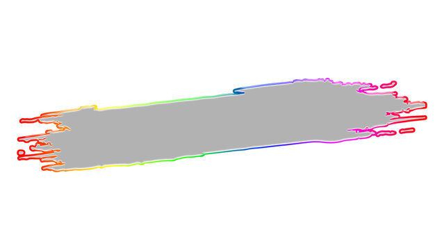 Colorful brush stroke, gray paint smear, rainbow border, abstract background texture