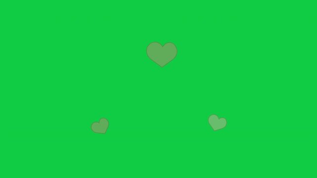 Floating Green Hearts Romantic Background Animation