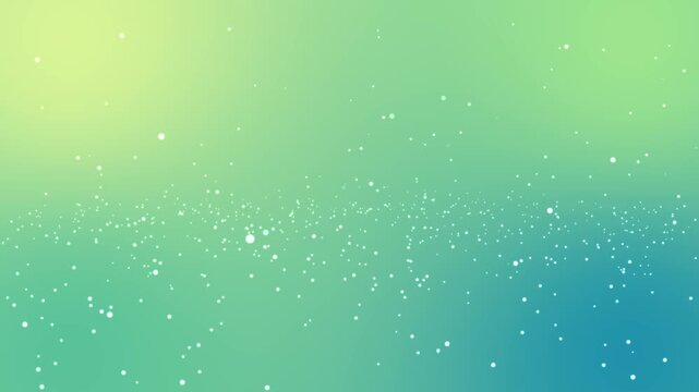 Vibrant abstract background with yellow light green and turquoise blue gradient colors and sparkling white bokeh particles floating across the soft blurred light overlay for design projects
