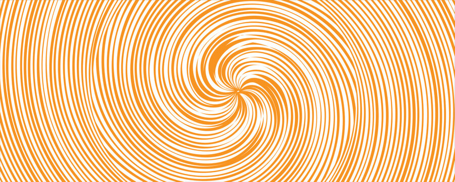 Abstract psychedelic background featuring a dynamic orange and white spiral swirl pattern with hypnotic radial sunburst lines.
