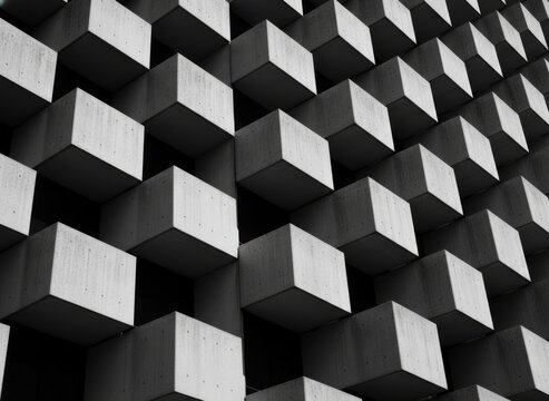 Abstract Geometric Brutalist Architecture Concrete Cube Pattern Background