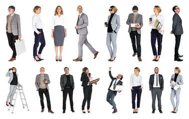 Obraz premium Diverse professionals in business attire element set isolated on white