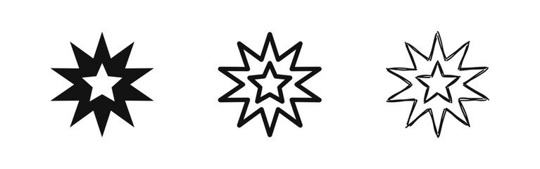Star Burst and Boom Explosion Icon Set © drawing lines