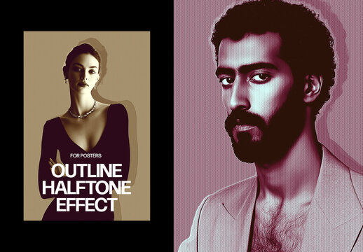 Vertical Outline Halftone Effect For Poster And Print Design