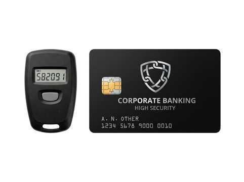 Digital Security Token and Corporate Banking Card for High Security Access and Transactions PNG Isolated on transparent background
