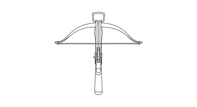 Line art crossbow illustration on a white background