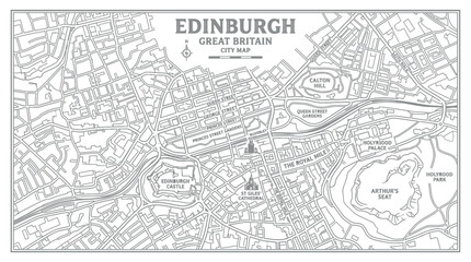 Fototapeta premium Edinburgh City Map, Great Britain - Outline Illustration