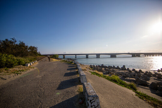 Sunset by the sea in Anping, Tainan, Taiwan