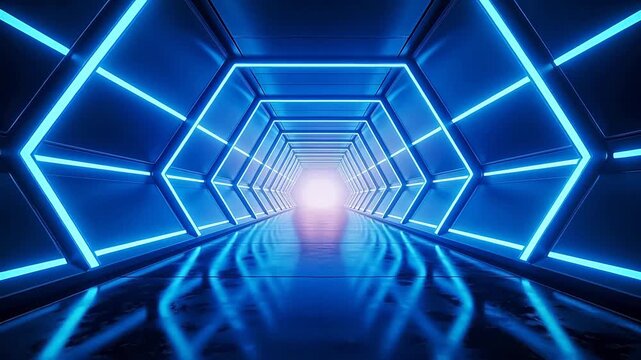 Futuristic neonlit tunnel