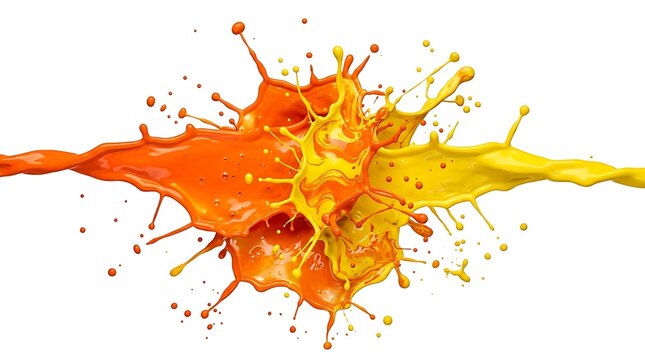 Vibrant orange and yellow paint splash collision