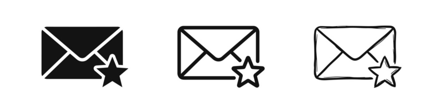 Email Message with Star Favorite Icons Set