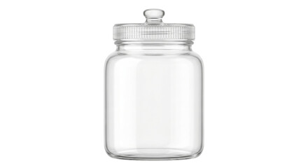 Clear glass jar with a ribbed lid and knob for storage or display © Sapphire