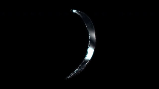 Silver metallic brush stroke symbol "closing parenthesis". Alpha channel. Seamless loop video.