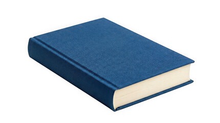 Fototapeta premium Closed blue hardback book isolated on a transparent background.