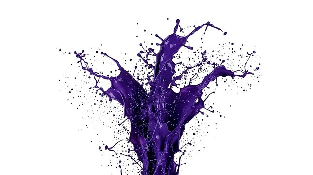 Vibrant purple paint splash on white background