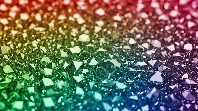 A vibrant collection of sparkling gemstones arranged in a beautiful gradient pattern