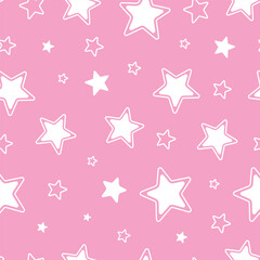 Obraz premium trend seamless pattern with a star. Pink texture, vector background. Fabric for wrapping wallpaper. Textile sample. Abstract geometric background. bright pink simple design