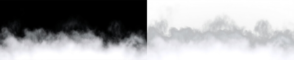 Fototapeta premium Soft fog covers a landscape with trees and hills in the background during a quiet morning