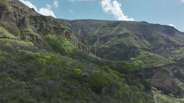 Aerial view of mountain plateaus and highlands in Armenia, Caucasus