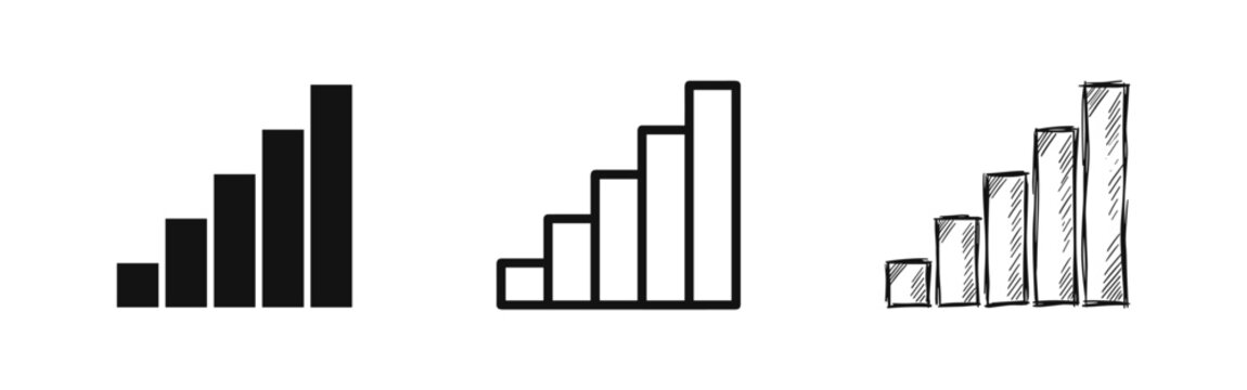 Bar Graph Progress Steps Icons Set