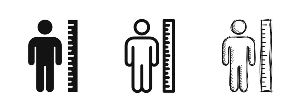 Human Height Measurement Ruler Icons Set