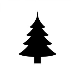Fototapeta premium Black silhouette of a pine tree on white background 