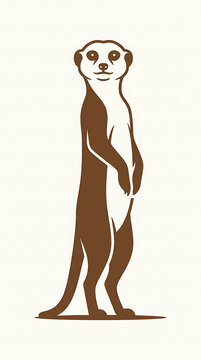 Simple brown meerkat standing in alert posture icon