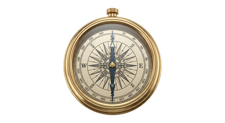 Antique brass compass with detailed nautical rose and cardinal directions © Sapphire