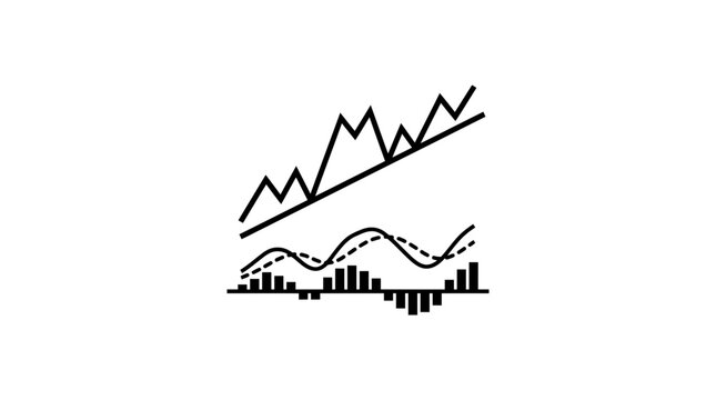 Stock Market Graph Icon: Upward Trend and Volatility Analysis