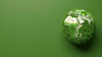 Fototapeta premium Lush Green Earth Model Representing Environmental Sustainability and Nature Conservation on Solid Color Background