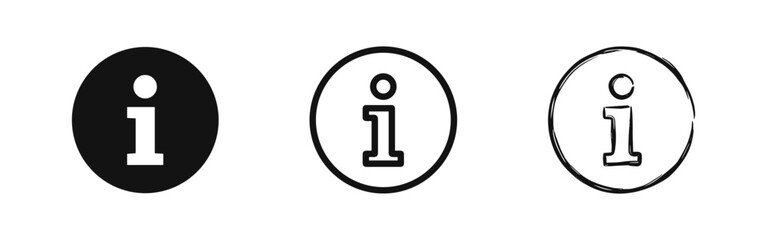 Information symbol in solid, outline, and sketch styles © drawing lines