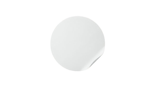 Blank white round adhesive sticker label isolated on transparent background