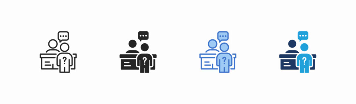 Set of interviewing icon collection in multiple style. Icon suitable for web and mobile application
