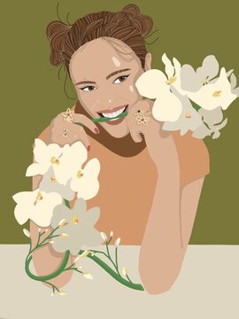 Girl with phalaenopsis