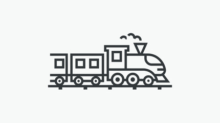 Classic steam train icon, simple line art, black and white, clean design © heri