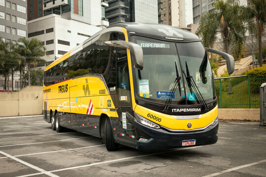 Marcopolo Paradiso G8 1350 Mercedes-Benz O-500RSD BlueTec 6 bus on display at Bus Brasil Fest 2025 show, held in the city of Barueri, Brazil.
