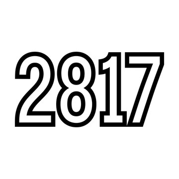 Bold Number 2817 Outline Design on White Background