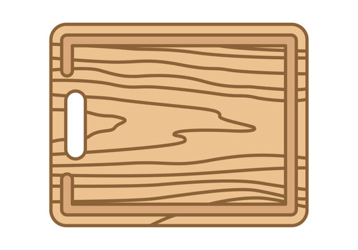 Tabla de cortar rectangular de madera con asa y surco perimetral