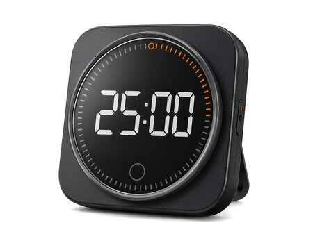 Digital timer displaying twenty-five minutes isolated on transparent background