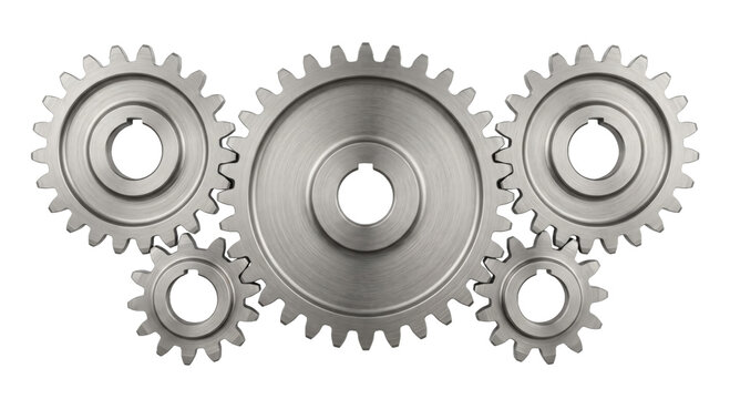 Interlocking metal gears working together to create motion and power