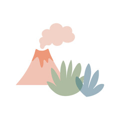 Volcano Illustration in Cute Kawaii Cartoon Style © Felipe