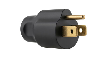 Black electrical adapter with brass prongs for connecting devices to power outlets © Sapphire