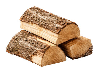Fototapeta premium PNG Stacked wooden logs isolated white
