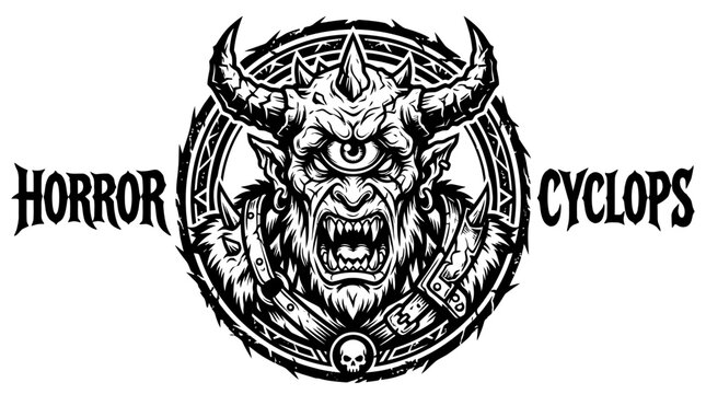 Horror Cyclops Monster Graphic Illustration, One Eyed Creature Tattoo Design