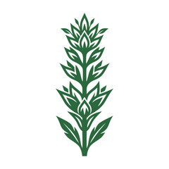 Fototapeta premium Abstract Green Plant Branch with Stylized Leaves and Buds