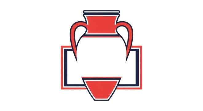 Red and white trophy icon graphic.