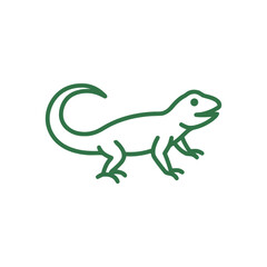 Fototapeta premium Green Lizard Icon - Simple Line Art Illustration