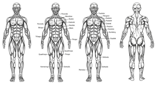 Human Muscular System Anatomy Chart Set