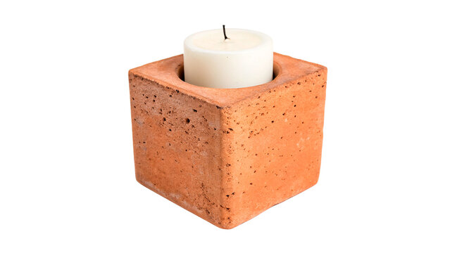 Classic solid orange clay building brick hardware isolated on a transparent background