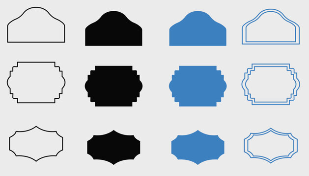 Vintage Retro Label Frame Vector Set for Badges Cards and Packaging
